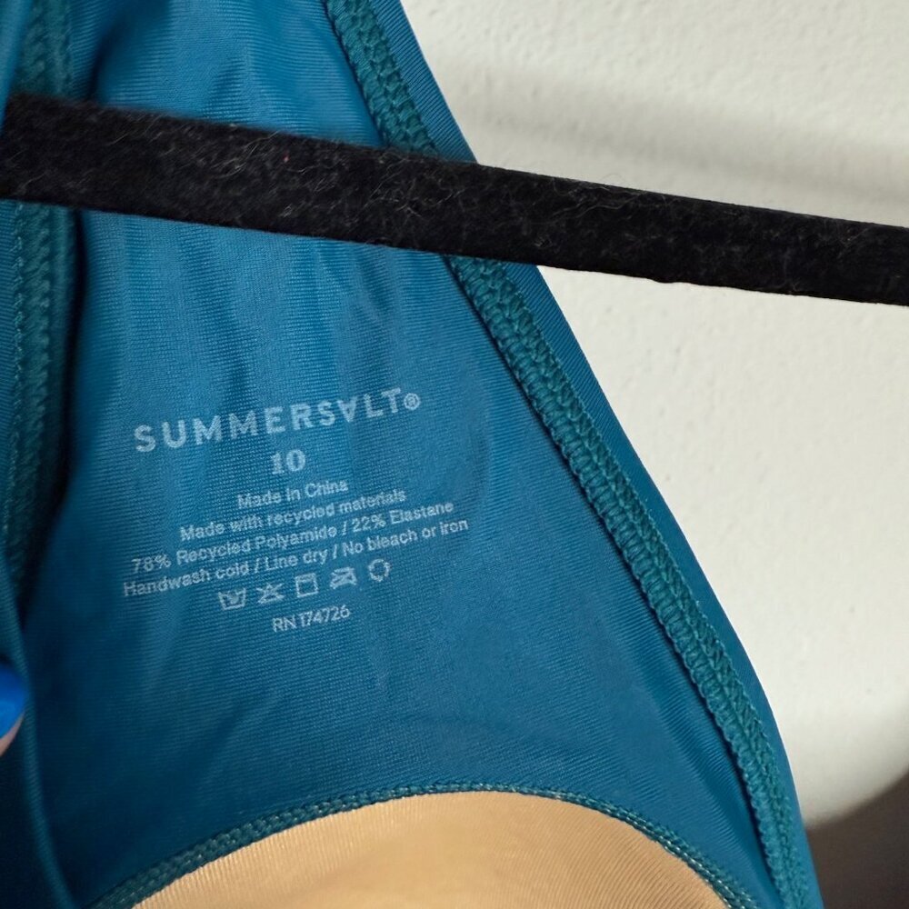 summersalt Women's 10 Blue Swim Top Deep V-Neck‎ Adjustable Straps Bikini Suit - Picture 4 of 4